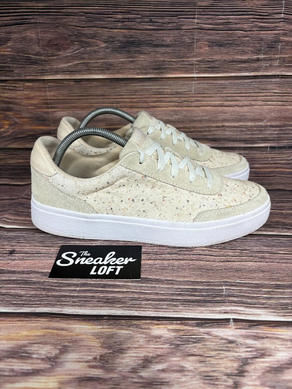 Kizik Prague Women's Cream Speckle Slip On Lace Up Shoes Size 10.5